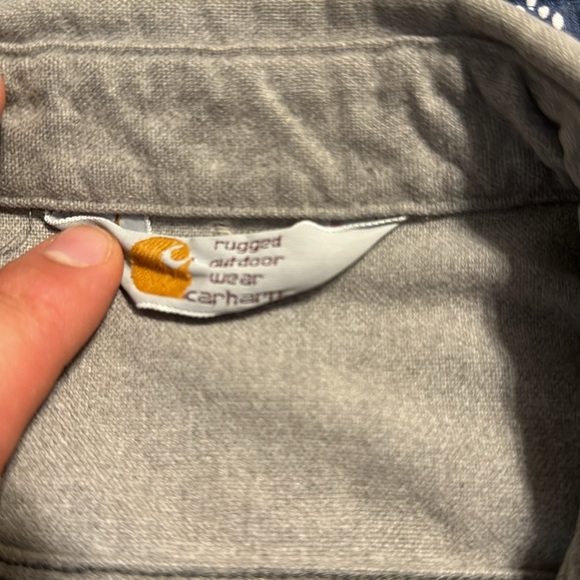 Carhartt Work Shirt, Well Worn look gray button down Sz M - Picture 2 of 10